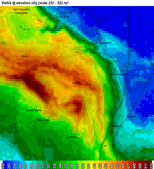 Vialfrè elevation map