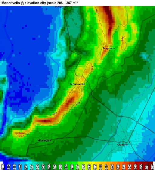 Moncrivello elevation map