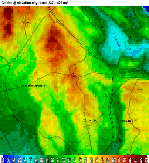 Gattico elevation map