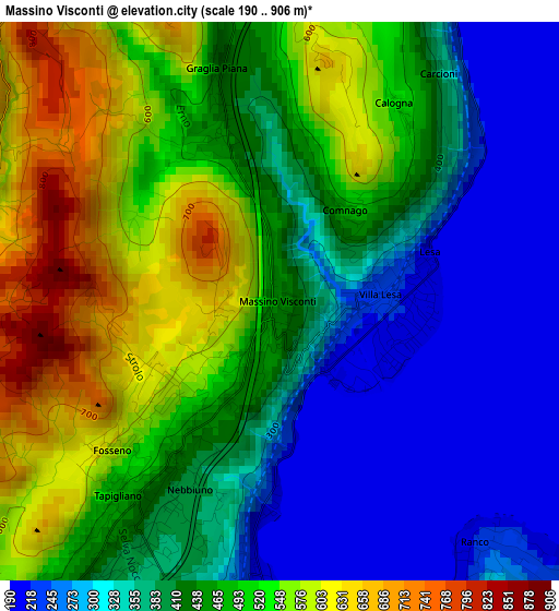 Massino Visconti elevation map