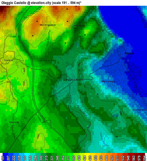 Oleggio Castello elevation map