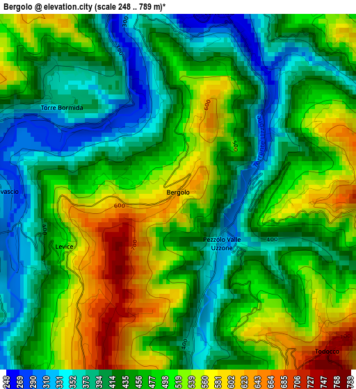 Bergolo elevation map