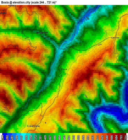 Bosia elevation map