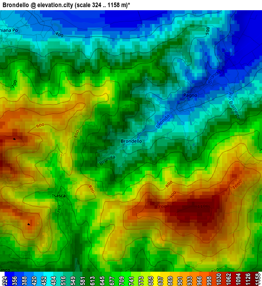 Brondello elevation map