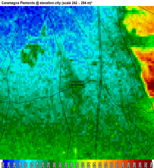 Caramagna Piemonte elevation map