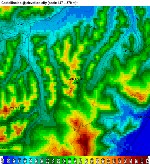 Castellinaldo elevation map