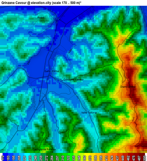 Grinzane Cavour elevation map