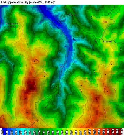 Lisio elevation map