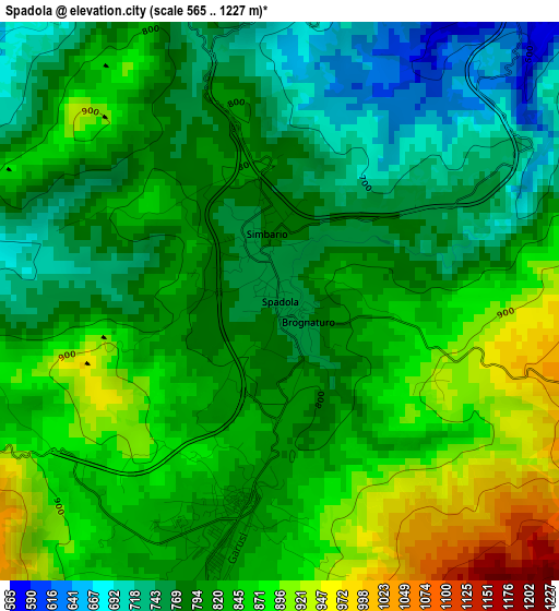 Spadola elevation map