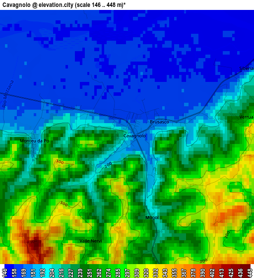 Cavagnolo elevation map