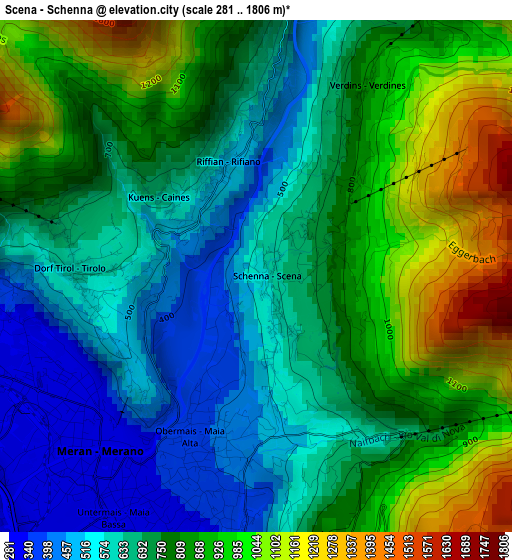 Scena - Schenna elevation map