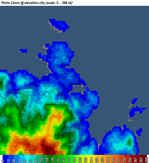 Porto Cervo elevation map