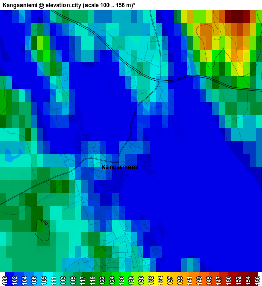 Kangasniemi elevation map