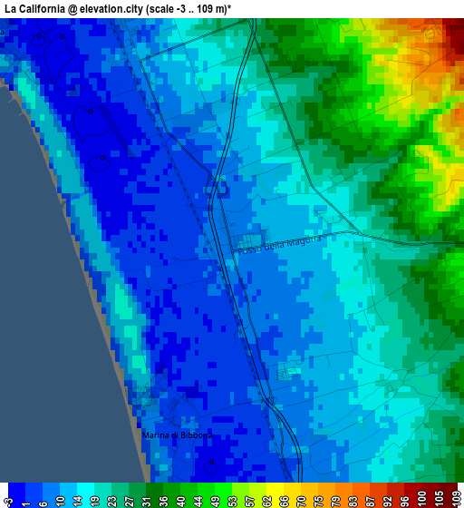 La California elevation map