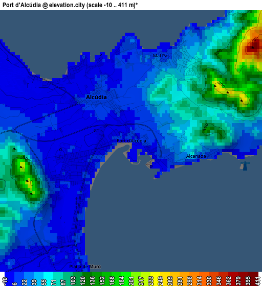 Port d'Alcúdia elevation map