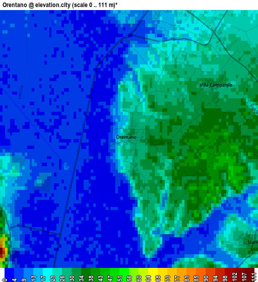 Orentano elevation map