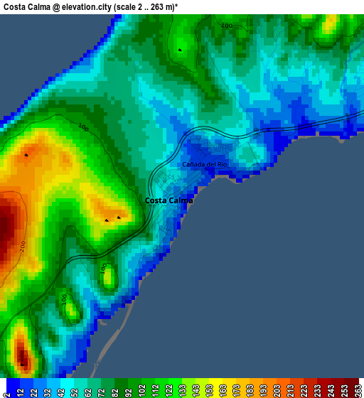 Costa Calma elevation map