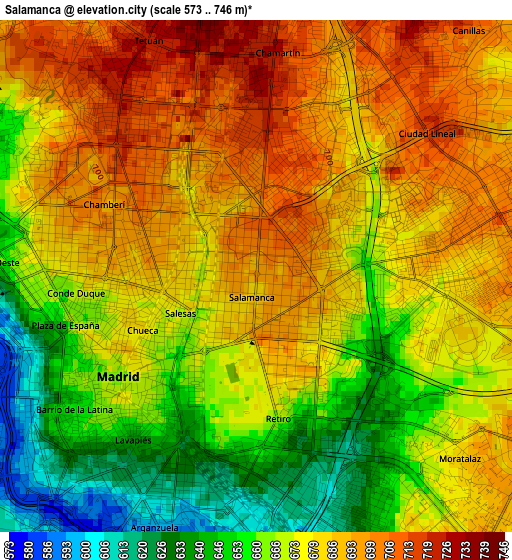 Salamanca elevation map