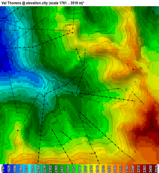 Val Thorens elevation map