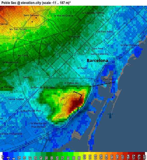Poble Sec elevation map