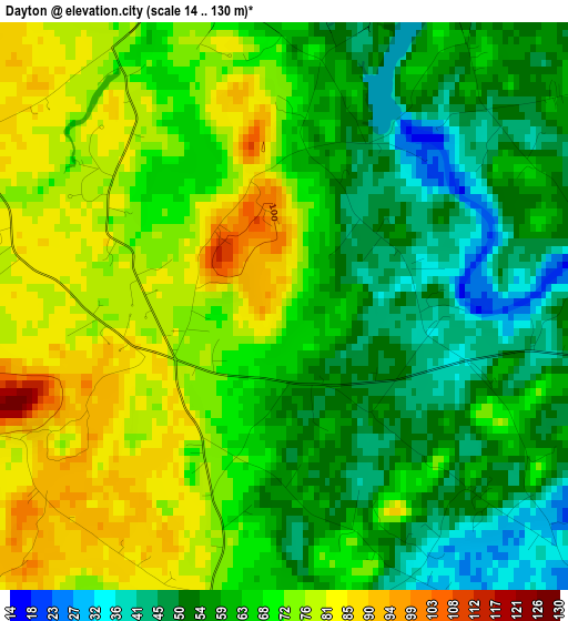 Dayton elevation map