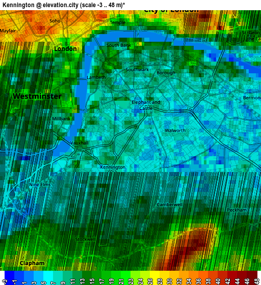 Kennington elevation map