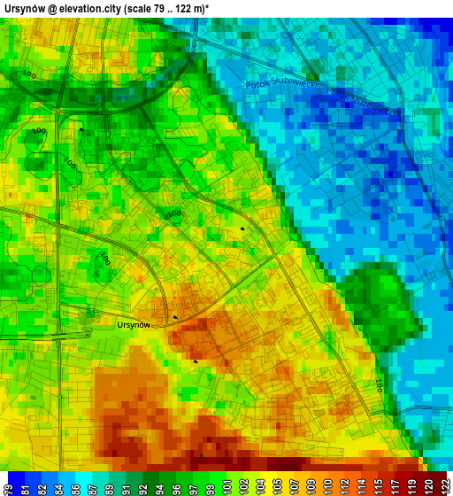 Ursynów elevation map