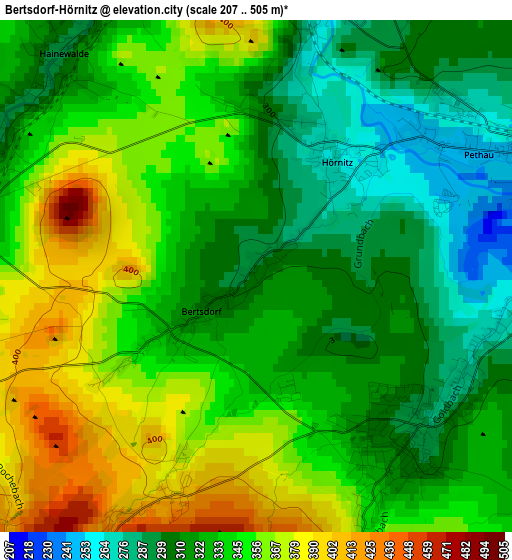 Bertsdorf-Hörnitz elevation map