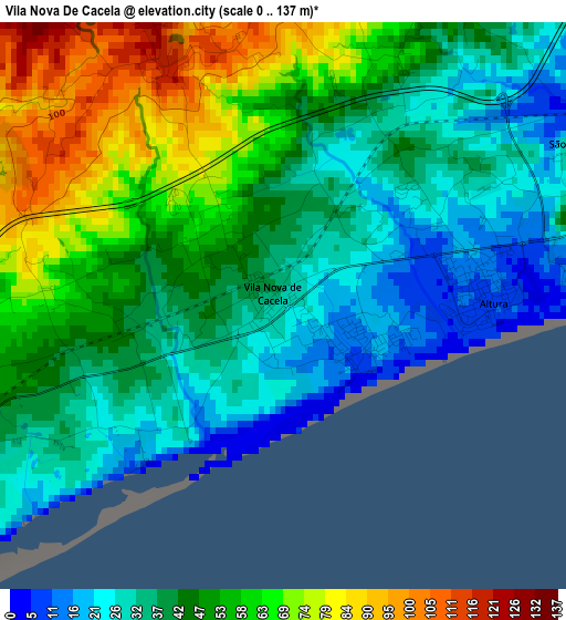 Vila Nova De Cacela elevation map