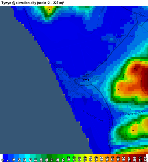 Tywyn elevation map