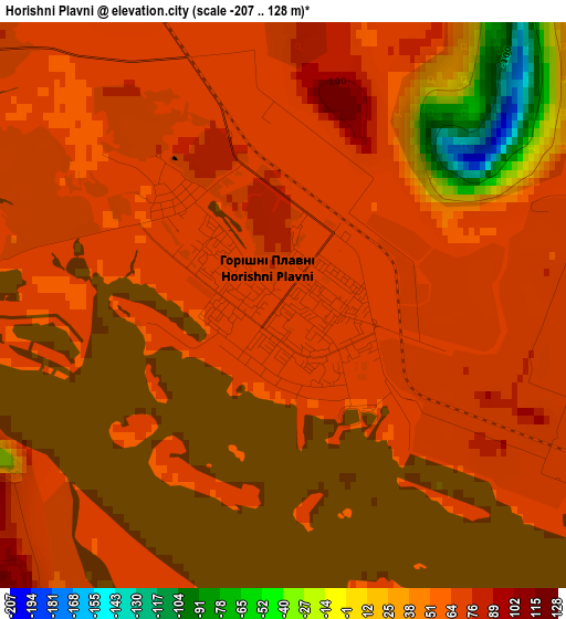 Horishni Plavni elevation map