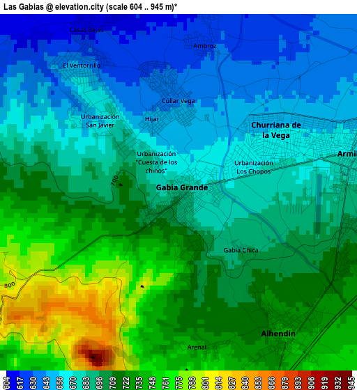 Las Gabias elevation map