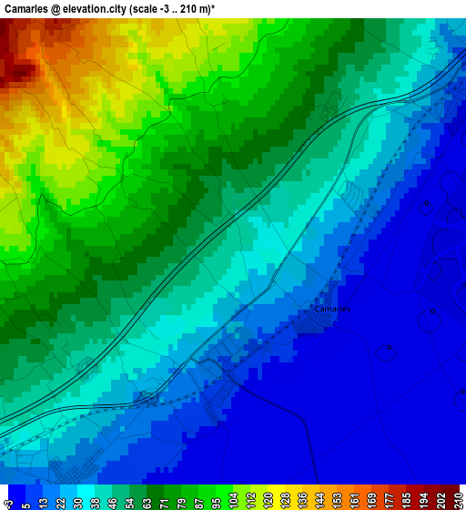 Camarles elevation map