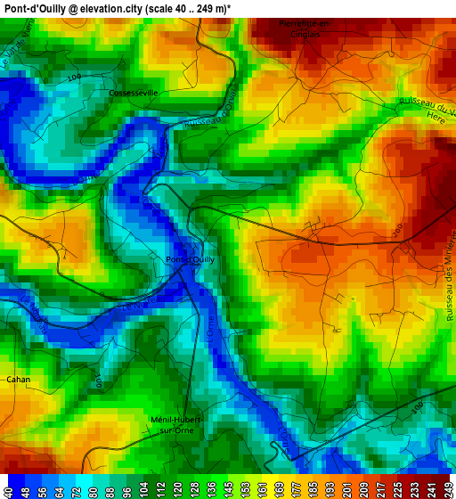 Pont-d'Ouilly elevation map