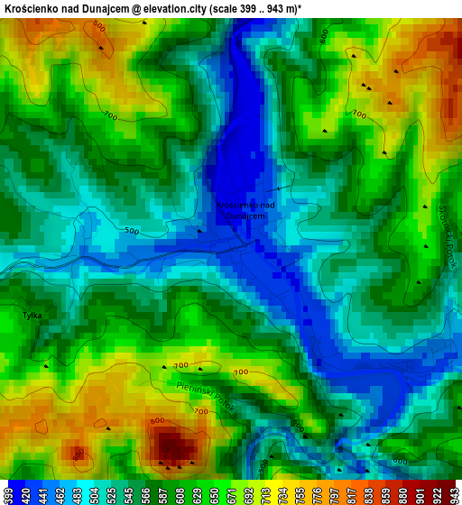 Krościenko nad Dunajcem elevation map