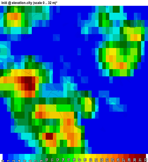 Iniö elevation map