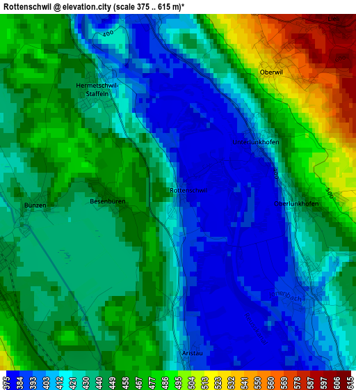 Rottenschwil elevation map