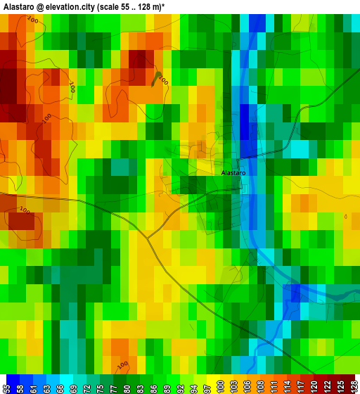 Alastaro elevation map