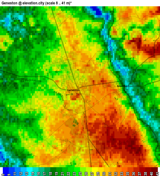 Geneston elevation map