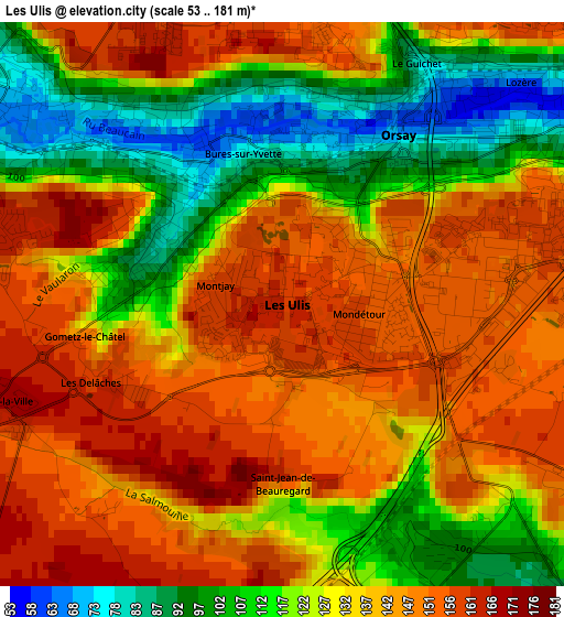 Les Ulis elevation map