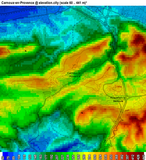 Carnoux-en-Provence elevation map