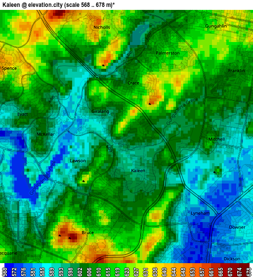 Kaleen elevation map