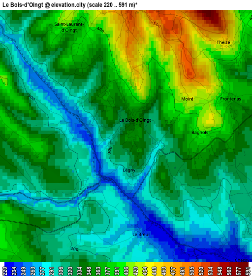 Le Bois-d'Oingt elevation map