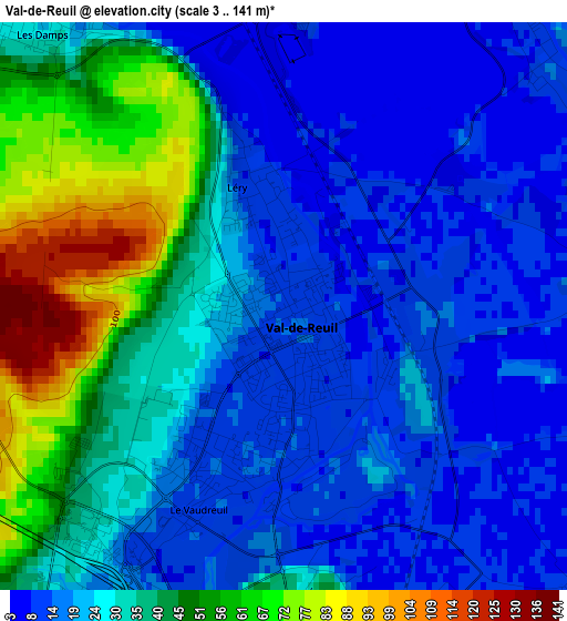 Val-de-Reuil elevation map