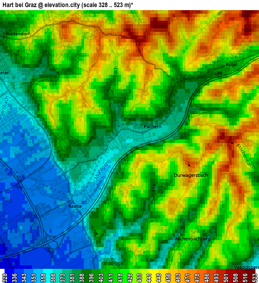 Hart bei Graz elevation map