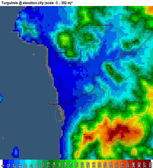 Turgutreis elevation map