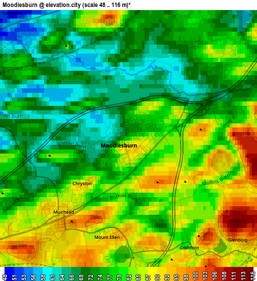 Moodiesburn elevation map