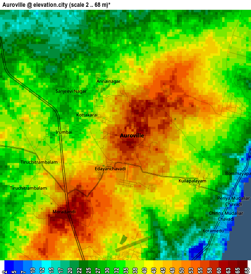 Auroville elevation map