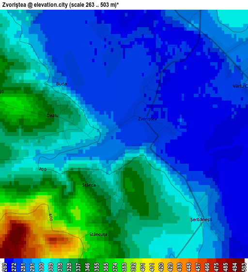 Zvoriştea elevation map