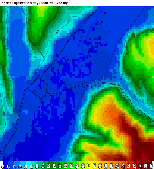 Zorleni elevation map